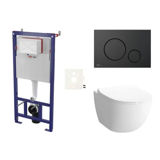 Cenovo zvýhodnený závesný WC set SAT do ľahkých stien / predstenová montáž + WC SAT Infinitio SIKOSSINF68K