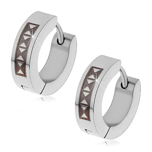 Kĺbové náušnice z ocele 316L s čiernym trojuholníkovým vzorom