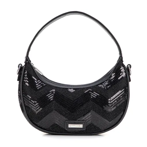 Dámska polkruhová kabelka s flitrami z ekokože – štýlový doplnok pre každú príležitosť 101-4Y-411-1