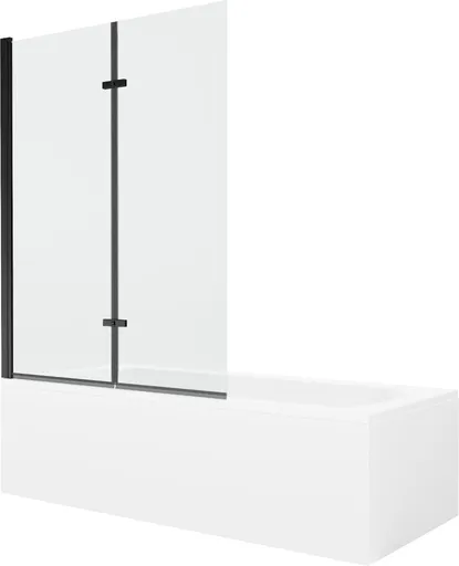 MEXEN/S - Vega obdĺžniková vaňa 180 x 80 cm s panelom + vaňová zástena 120, transparent, čierna 550118080X9212027000