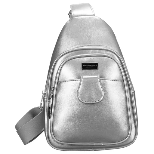 Strieborná módna dámska kapsička z eko kože crossbody