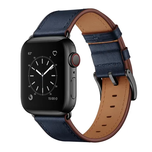 LEATHER Kožený remienok pre Apple Watch Ultra 1 / 2 / 3 (49mm) / 9 / 8 / 7 (45mm) / 6 / SE / 5 / 4 (44mm) / 3 / 2 / 1 (42mm) modrý