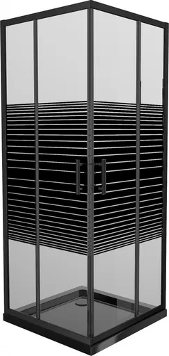 MEXEN/S - Rio sprchovací kút 70x70, pruhy, čierna + vanička so sifónom 860-070-070-70-20-4070B