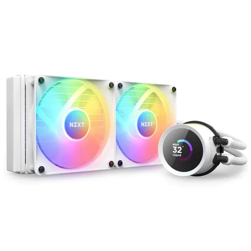 NZXT vodný chladič Kraken 240 RGB / 2x120mm fan / 4-pin PWM / LCD disp. / 6 rokov / biela