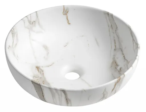 SAPHO - RONDANE keramické umývadlo na dosku priemer 41cm, bianco carrara AR435BC