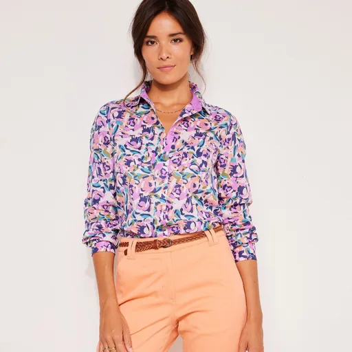 Košeľová blúzka s potlačou maxi kvetov