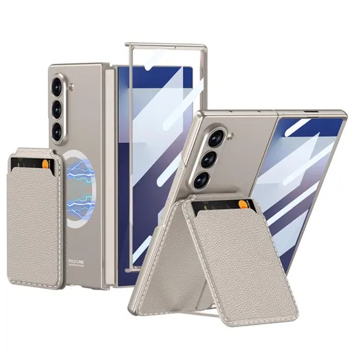 GKK 2IN1 Ochranný kryt s MagSafe a puzdrom na karty Samsung Galaxy Z Fold7 5G TITANIUM GREY