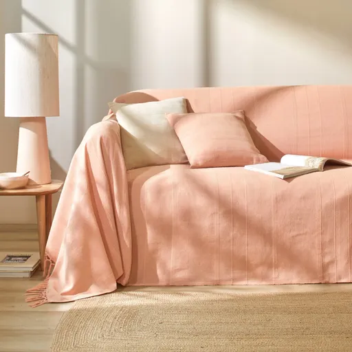 Jednofarebná ručne tkaná bavlnená prikrývka alebo obliečka na vankúš