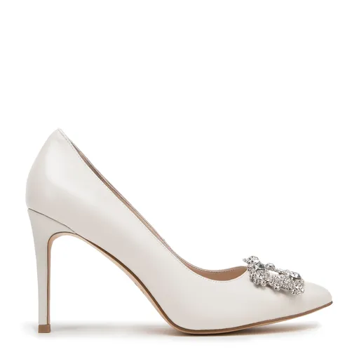 Kožené lodičky s lesklou prackou 98-D-950-9