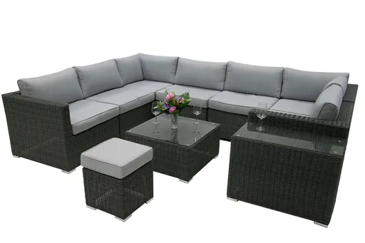 DEOKORK Ratanová variabilná zostava SEVILLA pre 8 osôb  (antracit)