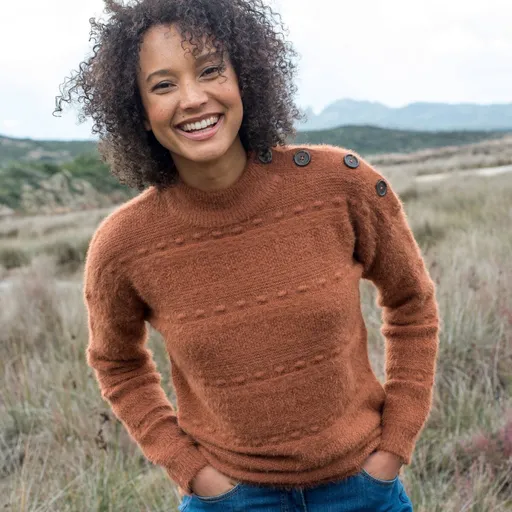 Pulóver so stojačikom z úpletu predĺženým vláknom