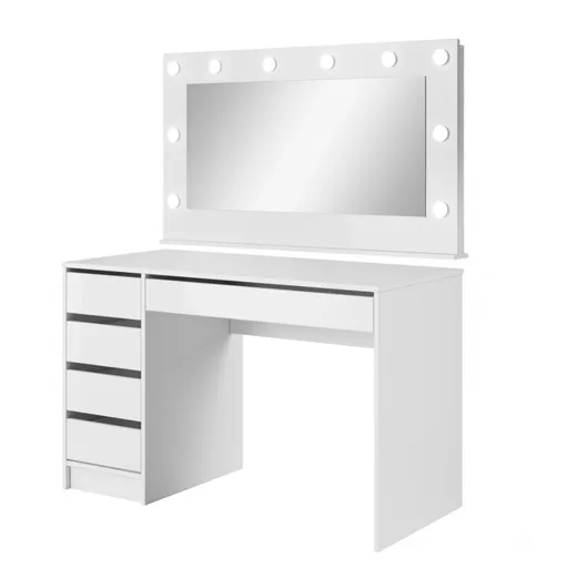 ArtLas Toaletný stolík ALEAH so zrkadlom | biela/biely lesk