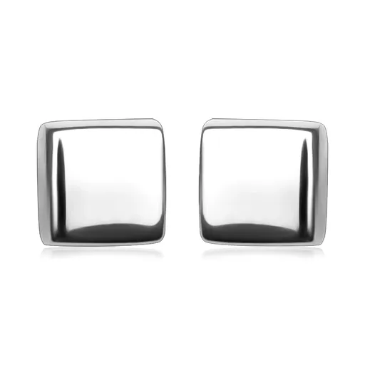 Náušnice z bieleho zlata 585 - lesklý štvorec, puzetové zapínanie