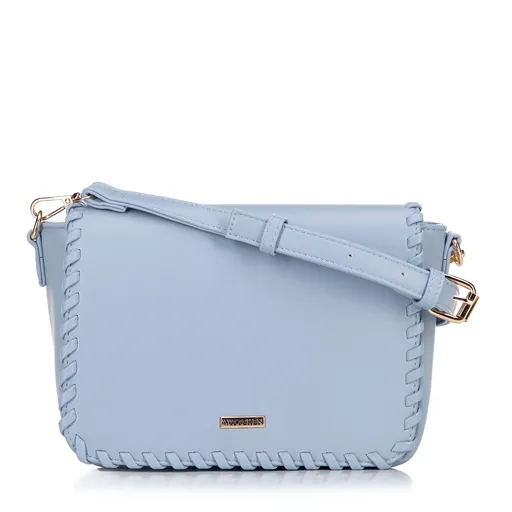 Dámska crossbody s olemovanou klopou modrá 100-4Y-235-N