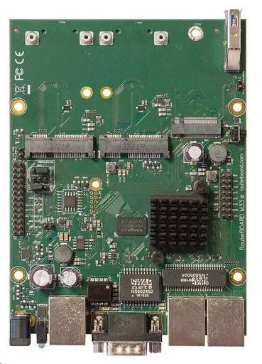 MikroTik RouterBOARD RBM33G, dual-core 880MHz, 256MB DDR3, 3x GLAN, 2x mini-PCIe, 2x SIM slot, 1x M.2, USB, RS232, vr. L4