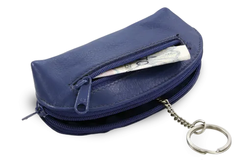 Modrá kožená dvojzipsová kľúčenka 619-0367-97