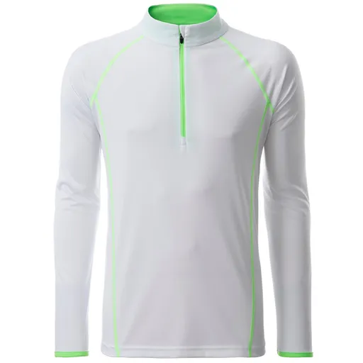 James & Nicholson (Daiber) Pánske funkčné tričko s dlhým rukávom JN498 - Bielo-žiarivo zelená | XL