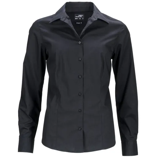 James & Nicholson (Daiber) Dámska košeľa s dlhým rukávom JN641 - Čierna | L