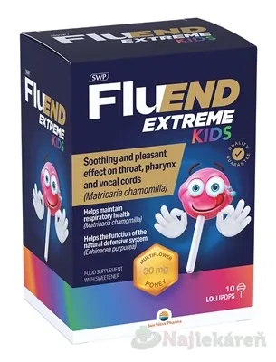 SWP FluEND EXTREME KIDS lízanky s príchuťou medu 10 ks