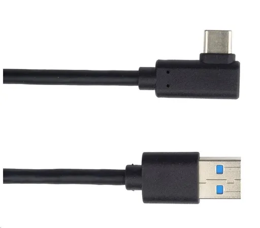 PREMIUMCORD Kábel USB typ C/M zahnutý konektor 90 ° - USB 3.0 A/M, 2m