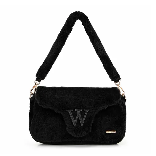 Damska listonoszka z futerkiem czarna 99-4Y-217-1