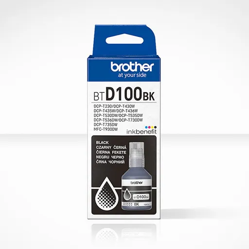 Brother originál ink BTD100BK, black, 7500str., 108ml, čierna