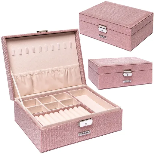 Ružová šperkovnica s kľúčikom a uzatváraním - Peterson