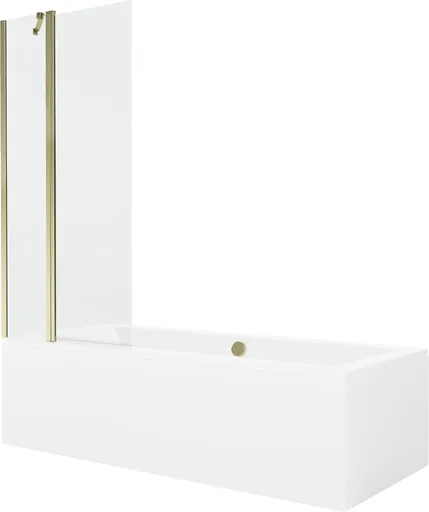 MEXEN/S - Cube obdĺžniková vaňa 180 x 80 cm s panelom + vaňová zástena 80, transparent, złot 550518080X9408115000