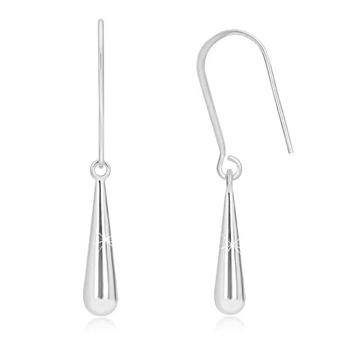 Visiace náušnice - kvapka so zrkadlovolesklým povrchom, striebro 925