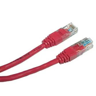 Síťový LAN kábel UTP patchcord, Cat.5e, RJ45 samec - RJ45 samec, 0.25 m, netienený, červený, economy, DOPREDAJ