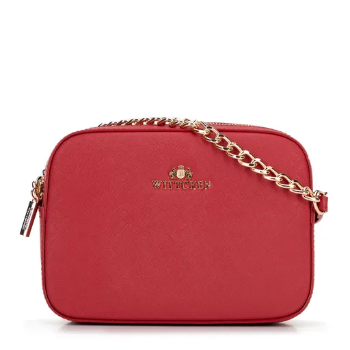 Dámska saffiano kožená kabelka Wittchen typu messenger s retiazkou 29-4E-019-3