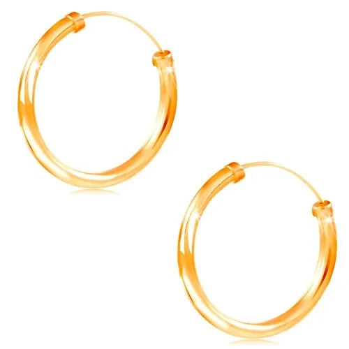 Náušnice zo žltého 14K zlata - kruhy s lesklým hladkým povrchom, 20 mm