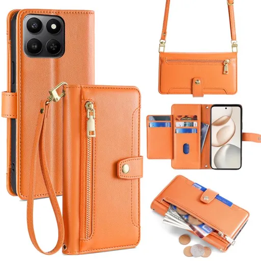 PASTEL Peňaženkové puzdro pre Honor 400 Smart 5G / Honor X7d oranžové