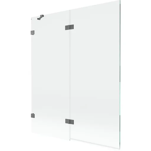 MEXEN/S - Lunar vaňová zástena 2-krídlová ľavá 140 x 150, transparent, grafit metal 897-140-100-95-00-L