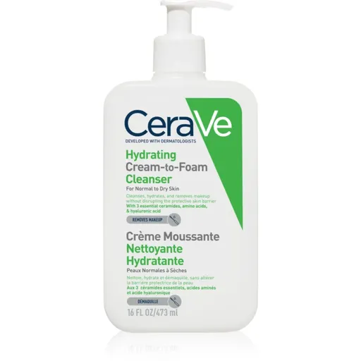 CeraVe Cleansers Hydrating Cream-to-Foam Cleanser čistiaci penivý krém pre normálnu až suchú pleť 473 ml