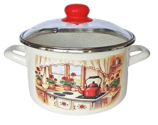 MAKRO - Hrniec smalt 14cm 1,5L so sklenenou pokrievkou Rustika