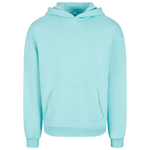 Build Your Brand Hebká pánska mikina cez hlavu Fluffy - Beryl blue | 2XL