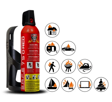 Hasiaci sprej SAFE 750 RED 750ml peny + držiak 75C