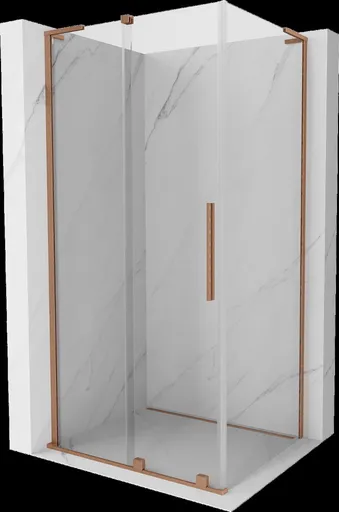 MEXEN/S - Velar L sprchovací kút, posuvné dvere 120 x 75, transparent, meď kartáčovaná 871-120-075-03-65