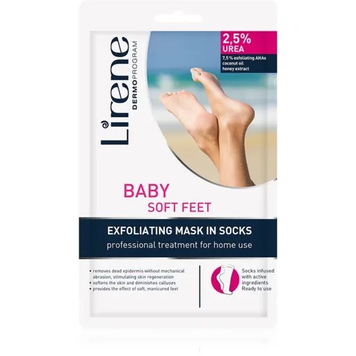 Lirene Foot Care exfoliačné ponožky pre zjemnenie a hydratáciu pokožky nôh 2,5% Urea 1 pár