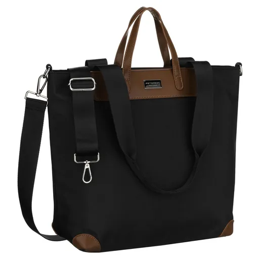 Čierna dámska shopper taška s uchami a odnímateľným popruhom