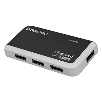 USB (2.0) húb 4-port, Quadro Infix, černo-šedá, Defender, LED indikátor, kompakt.