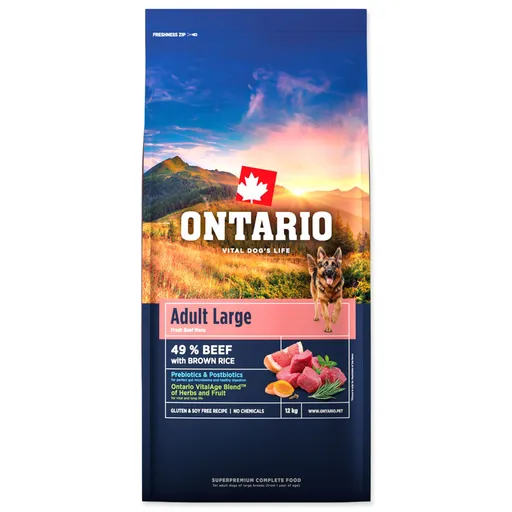 Krmivo Ontario Adult Large Beef & Brown Rice 12kg