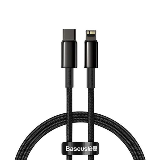 Baseus Tungsten Gold rýchlonabíjací / dátový kábel USB-C na Lightning PD 20W 2m, čierna