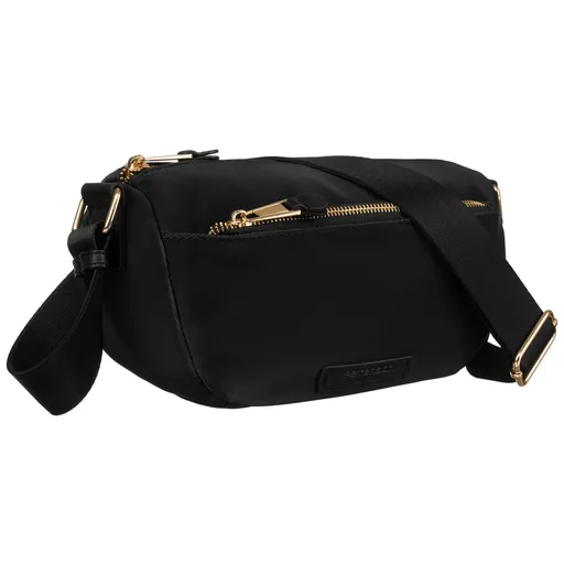 Czarna, nylonowa listonoszka damska z kieszonką zewnętrzną - Peterson