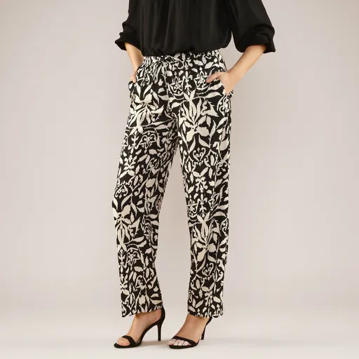 Široké nohavice z viskózy s potlačou