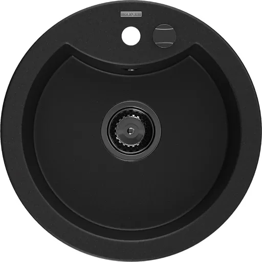 MEXEN/S MEXEN/S - Diego granitový drez 1-miska 488 x 480 mm, čierny, čierny sifón 6512481000-77-B