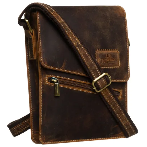 Pánska hnedá kožená crossbody taška s jednou komorou – Peterson