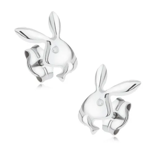 Zlaté náušnice 14K lesklý zajačik s hladkým povrchom