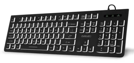 EVOLVEO K1010, klávesnica s bielym podsvietením, CZ+SK, čierna